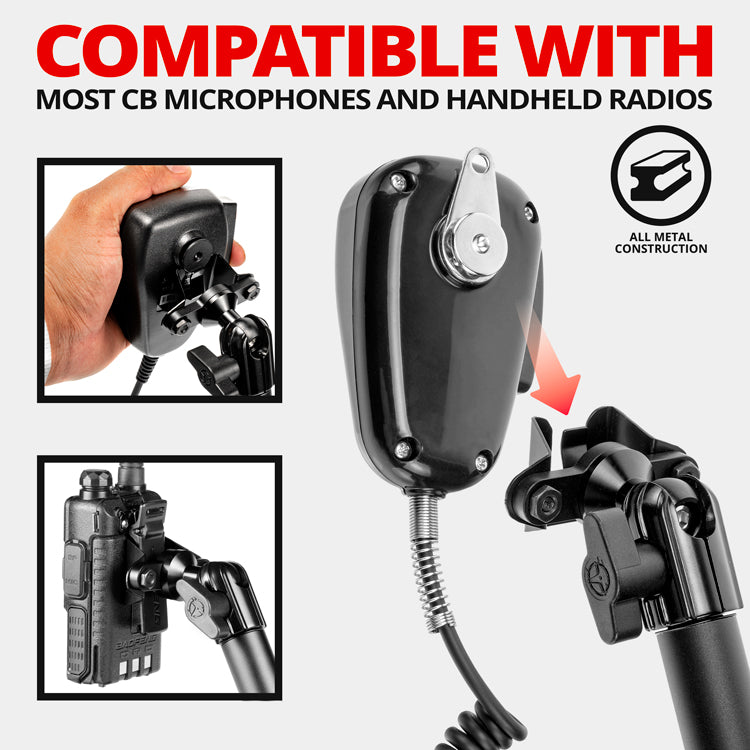 CB Mic/ Radio Holder | 7.5"-9.25" Telescoping Arm | 20mm Fast Track™ Ball - NOTICE - Backordered item - Please allow 1-2 weeks to ship.