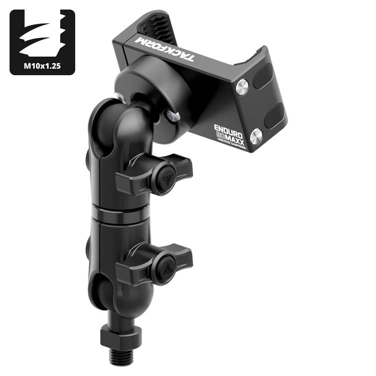 Black Motorcycle Vibration Dampening Phone Cradle | Mirror Hole Mount - M10 x 1.25 Fine Thread Ball | 3.5" DuraLock™ Arm (Production Delayed Item - Please allow 3-5 Business Days to Ship)