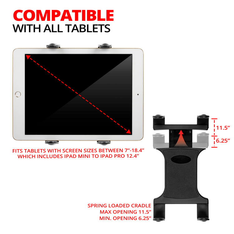 Tablet Holder | 7.5"-9.25" Telescoping Arm | 20mm Fast Track™ Ball - NOTICE - Backordered item - Please allow 1-2 weeks to ship.
