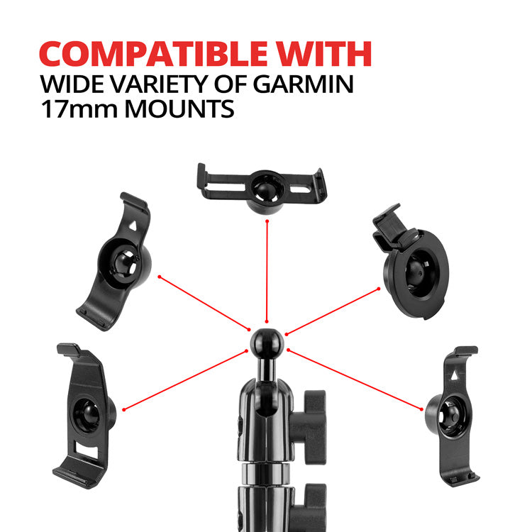 AMPS Short Reach 17mm Ball Adapter Compatible with Garmin | 20mm Ball & Socket System