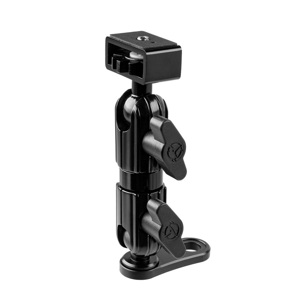 Black Motorcycle Camera Holder | Mirror Mount - Through Hole for M10 or 3/8" Bolt | 3.5" DuraLock™ Arm