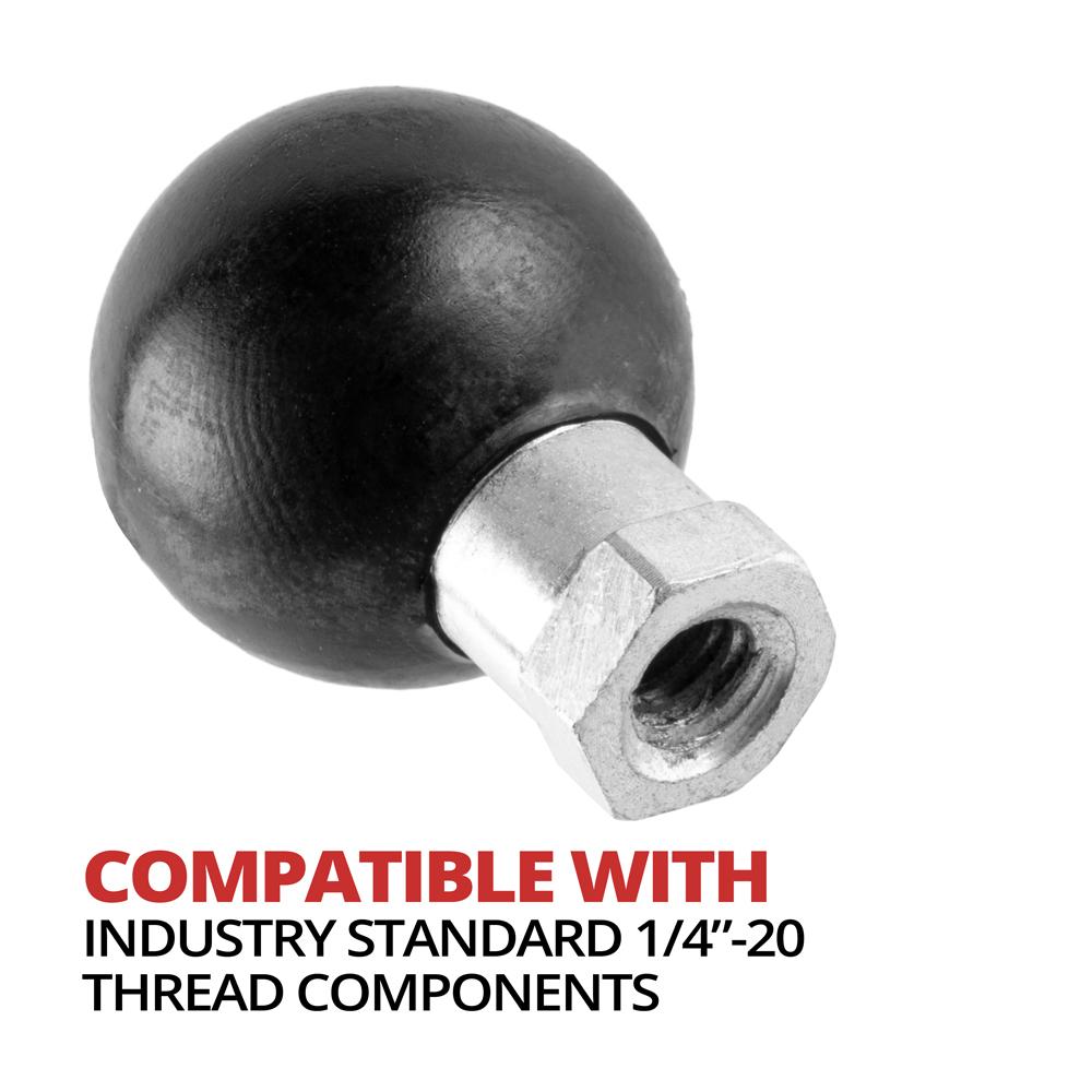 Threaded Ball Mount with Screw | 1/4 in - 20 Receiving Hole | 1"/25mm/B-Sized Ball