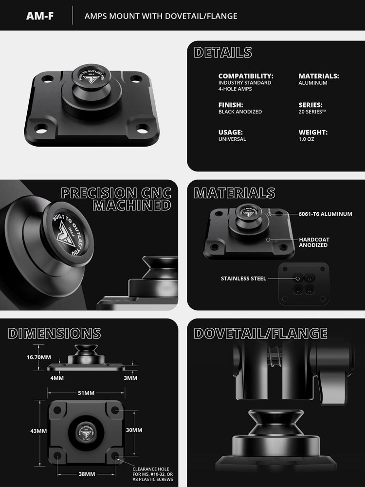 Gopro Amps AMPS Base Mount | GoPro Holder | Short Reach DuraLock Arm – Tackform