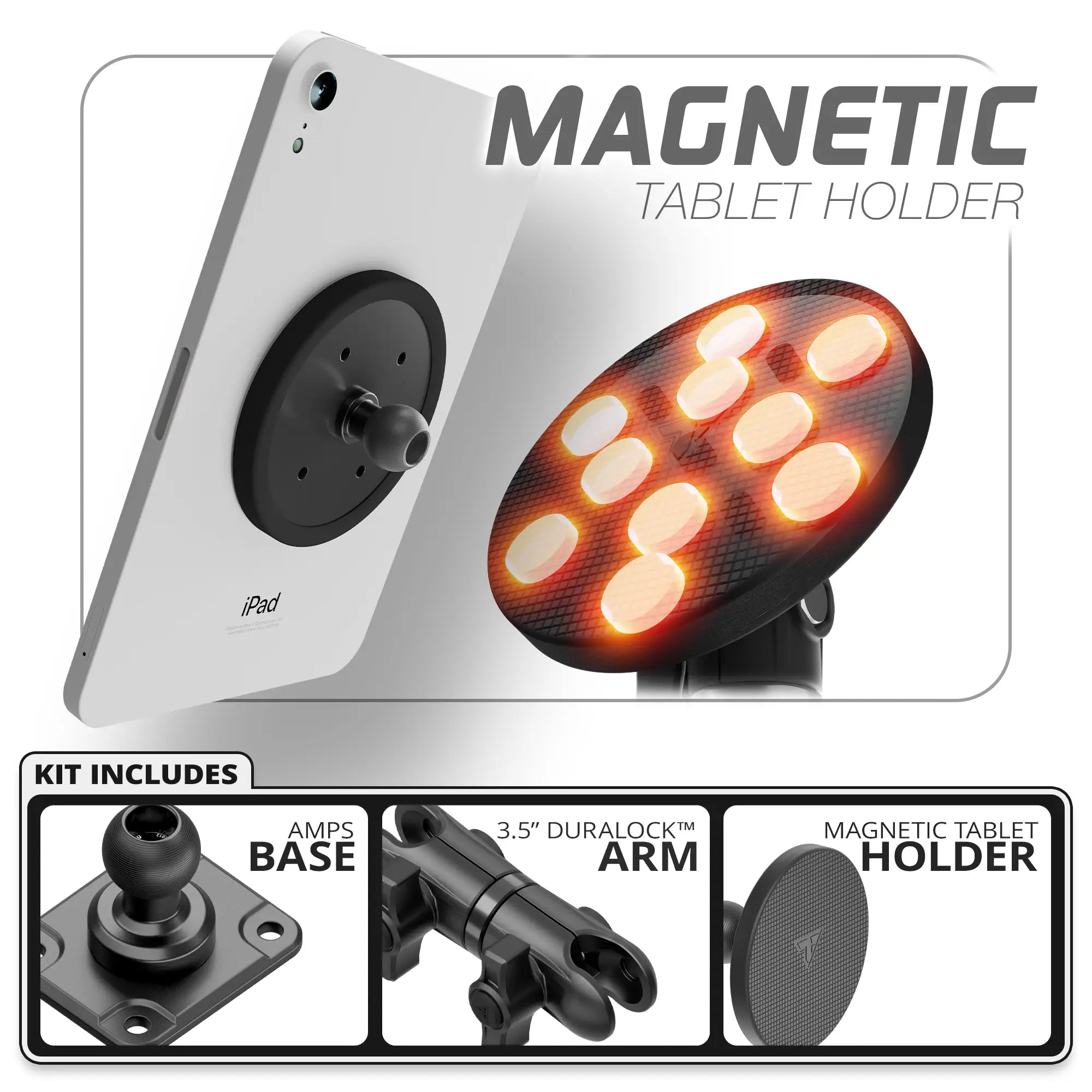 Magnetic Tablet Holder | TRAXX™ - Fast AMPS Base | 3.5" DuraLock Arm