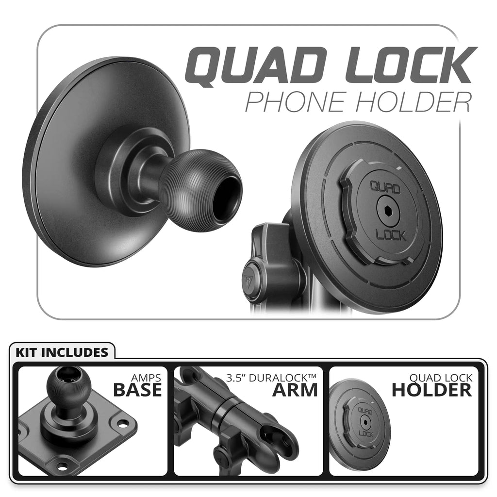 Quad Lock MAG™ Phone Holder | TRAXX™ - Fast AMPS Base | 3.5" DuraLock Arm