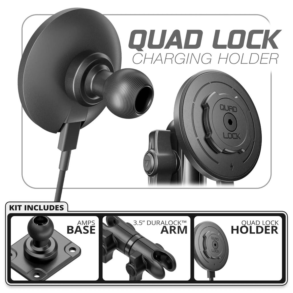 Quad Lock MAG™ Wireless Charging Phone Holder | TRAXX™ - Fast AMPS Base | 3.5" DuraLock Arm
