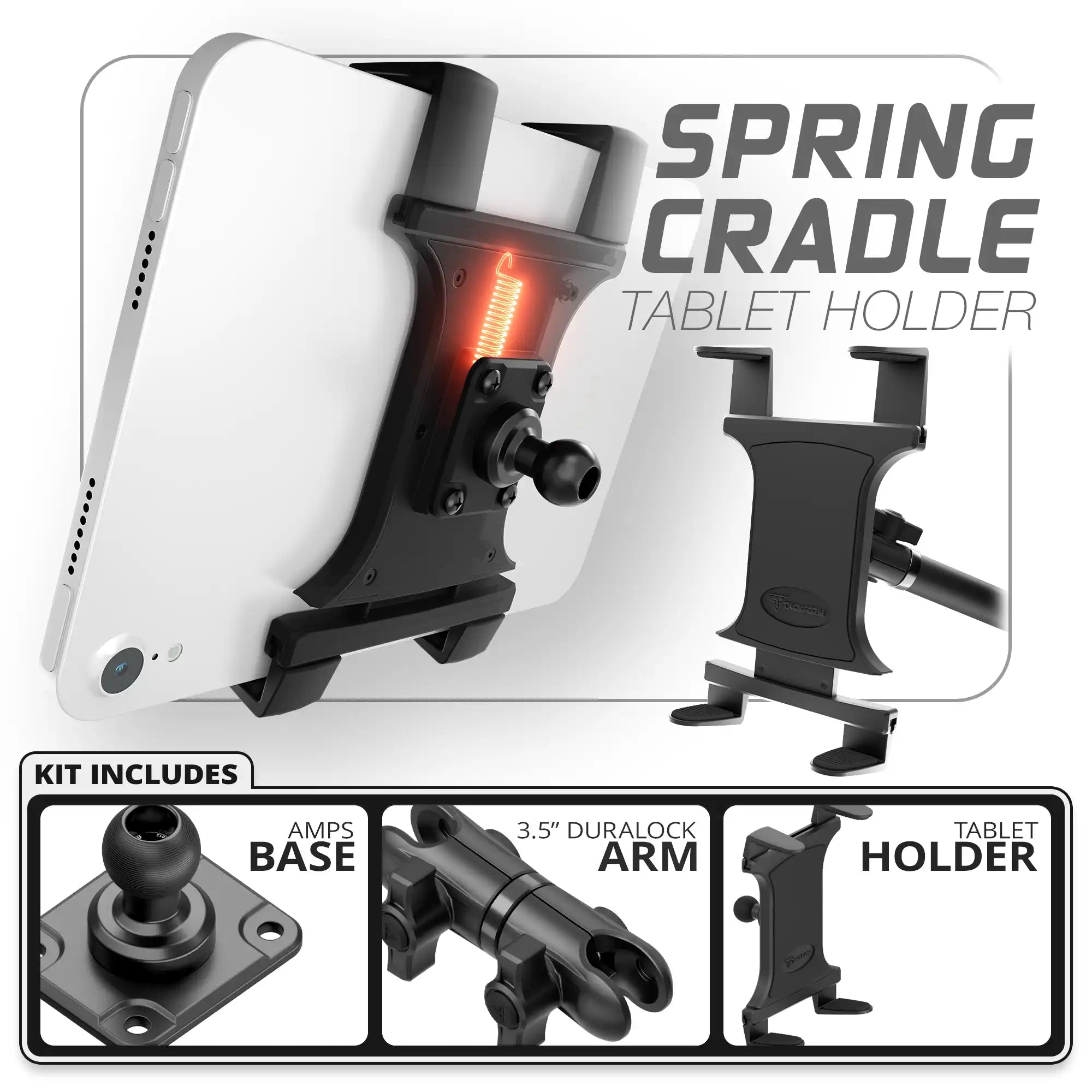 Tablet Spring Cradle | TRAXX™ - Fast AMPS Base | 3.5" DuraLock Arm