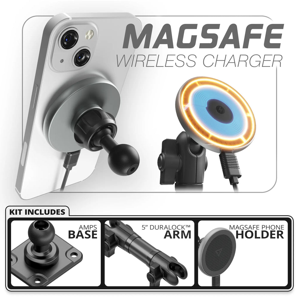 MagSafe Charging Phone Holder  | TRAXX™ - Fast AMPS Base | 5" DuraLock Arm