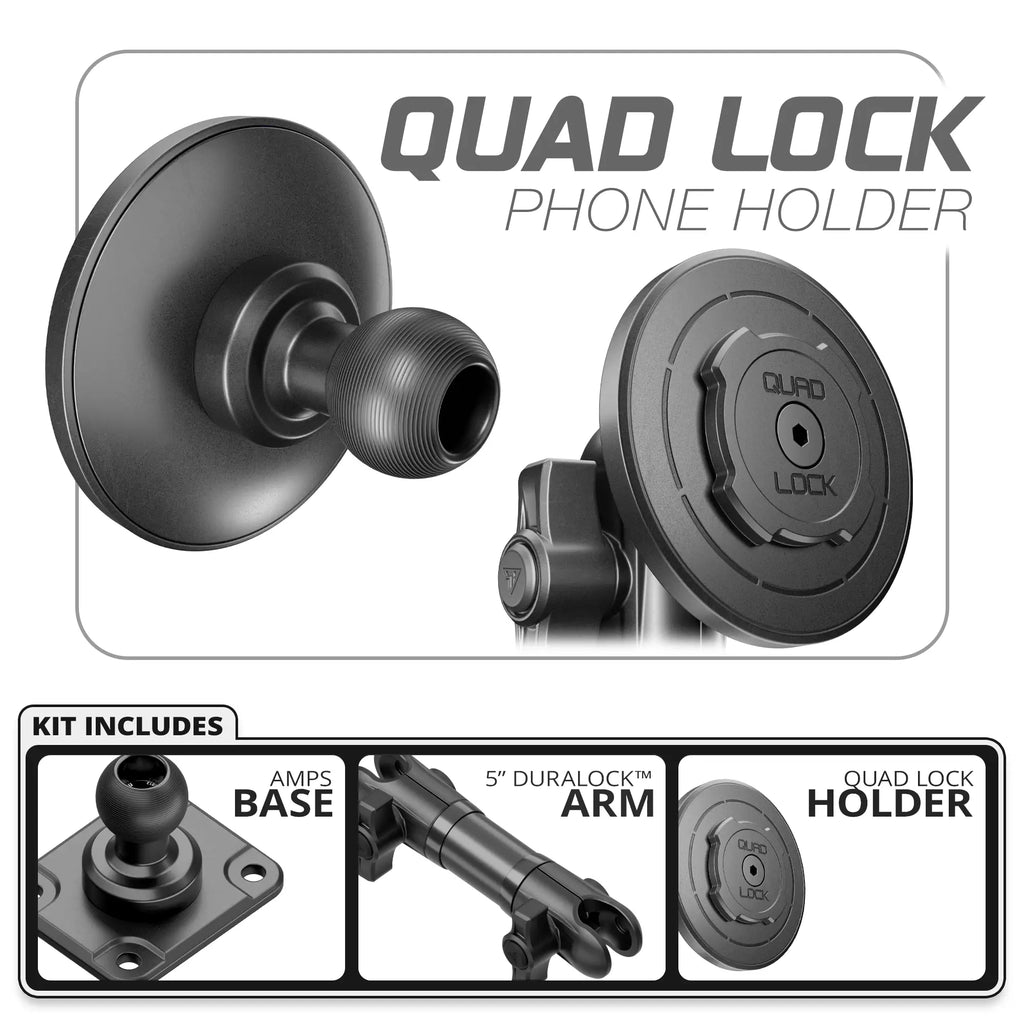 Quad Lock MAG™ Phone Holder | TRAXX™ - Fast AMPS Base | 5" DuraLock Arm