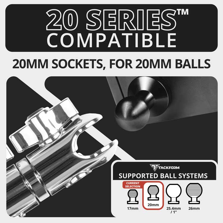 3.5" Long Dual Socket Arm with Anti-Theft Knob | DuraLock™ 20mm Metal Ball System | Chrome