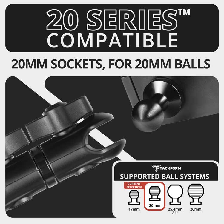 3.5" Long Dual Socket Arm with Anti-Theft Knob | DuraLock™ 20mm Metal Ball System | Black