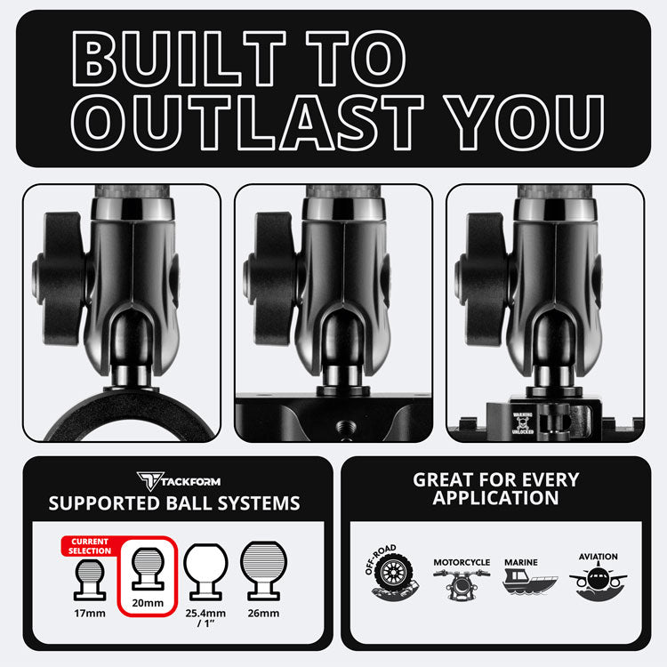 AR20-3FAM | DuraLock™ 20 Series | Carbon Fiber Arm | Dual 20mm Anti-Theft Sockets