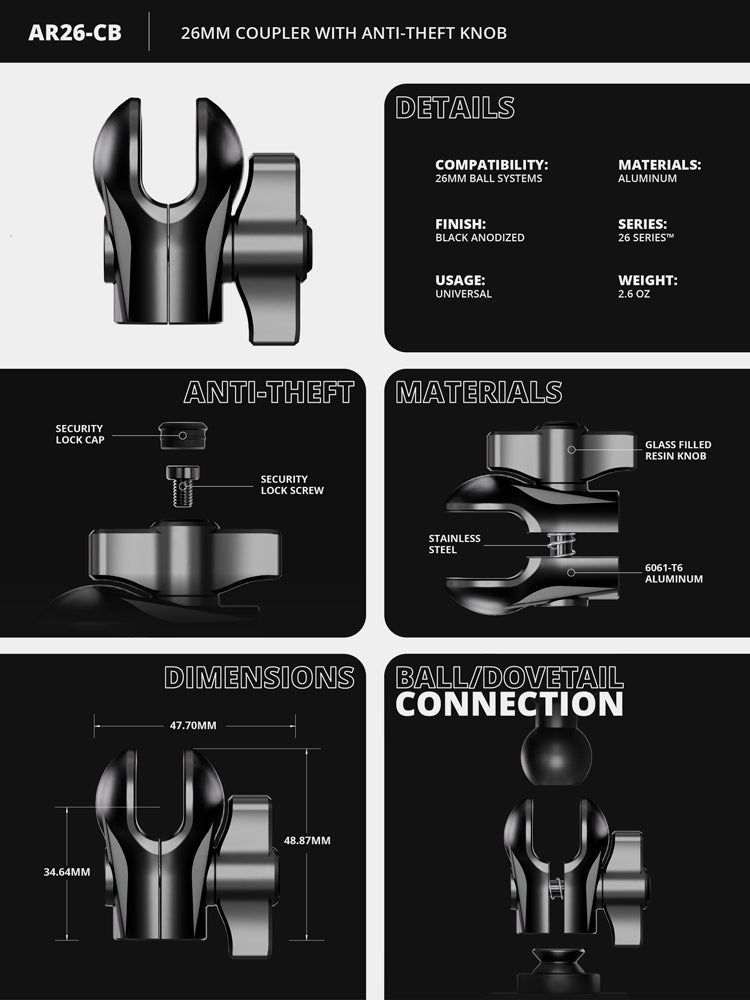 26mm Socket with Anti-Theft Knob | DuraLock™ 26 Series | Black