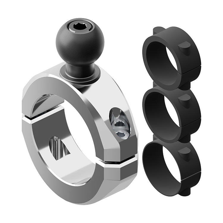 BC3 Universal Clamp for 1-1/4" to 1-1/2" Bars | Chrome | Combo 20mm Metal Ball and Dovetail | Bushings Included