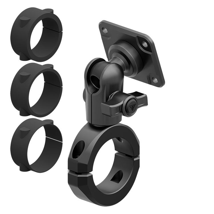 Black Motorcycle AMPS Mount | BC3 Universal Clamp for 1-1/4" to 1-1/2" Handlebars | Short Reach
