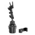 Product image of Universal Snow Plow Controller Cup Holder Mount with black hardware, arm rest, and two snow plow holder controller types