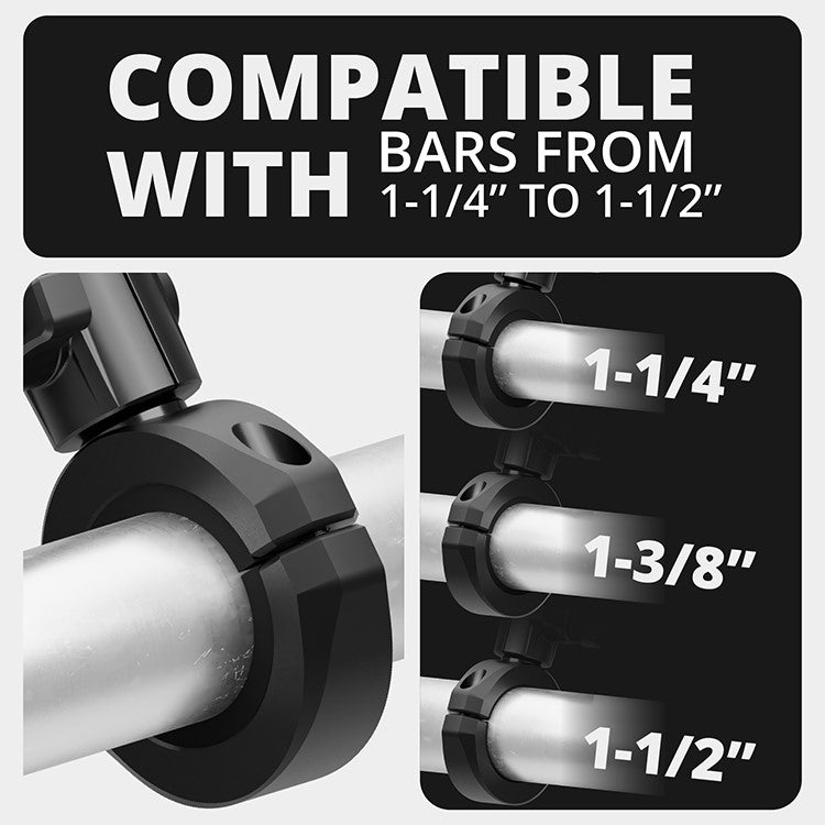 BC3 Universal Clamp for 1-1/4" to 1-1/2" Bars | Black | 20mm Ball | Bushings Included
