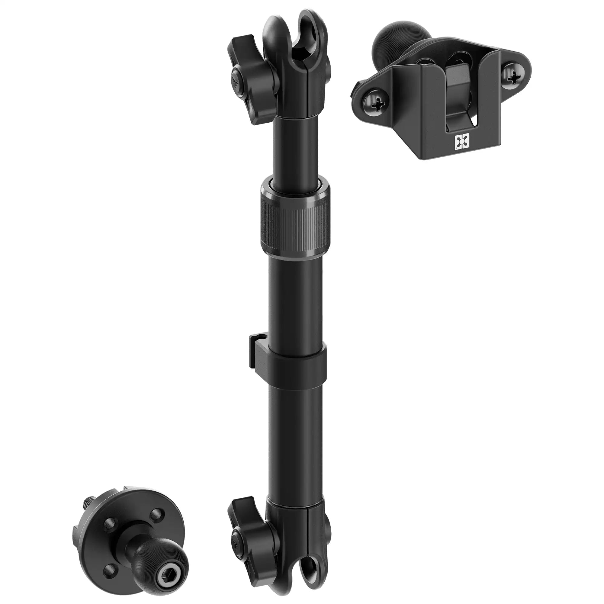 LINK™ Console Screw Mount with CB Radio/ Microphone Holder | 2018-2026 Jeep Wrangler JL/4xe & Gladiator JT | 9.5"- 13" Telescoping Arm