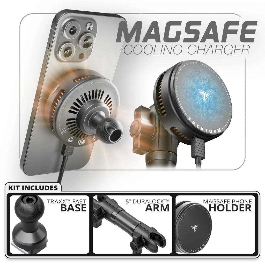 MagSafe Charging & Cooling Phone Holder | TRAXX™ - Fast Track Base | 5" DuraLock™ Arm