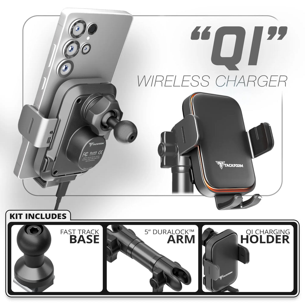 Qi Wireless Charging Phone Holder | TRAXX™ - Fast Track Base | 5" DuraLock Arm