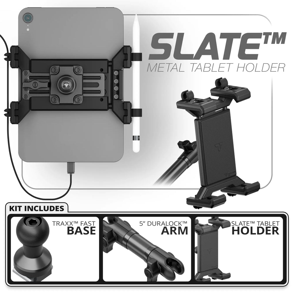 Metal Tablet Holder | TRAXX™ - Fast Track Base | 5" DuraLock Arm
