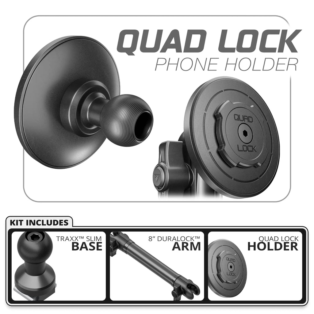 Quad Lock MAG™ Phone Holder | TRAXX™ - Fast Track Base | 8" DuraLock Arm