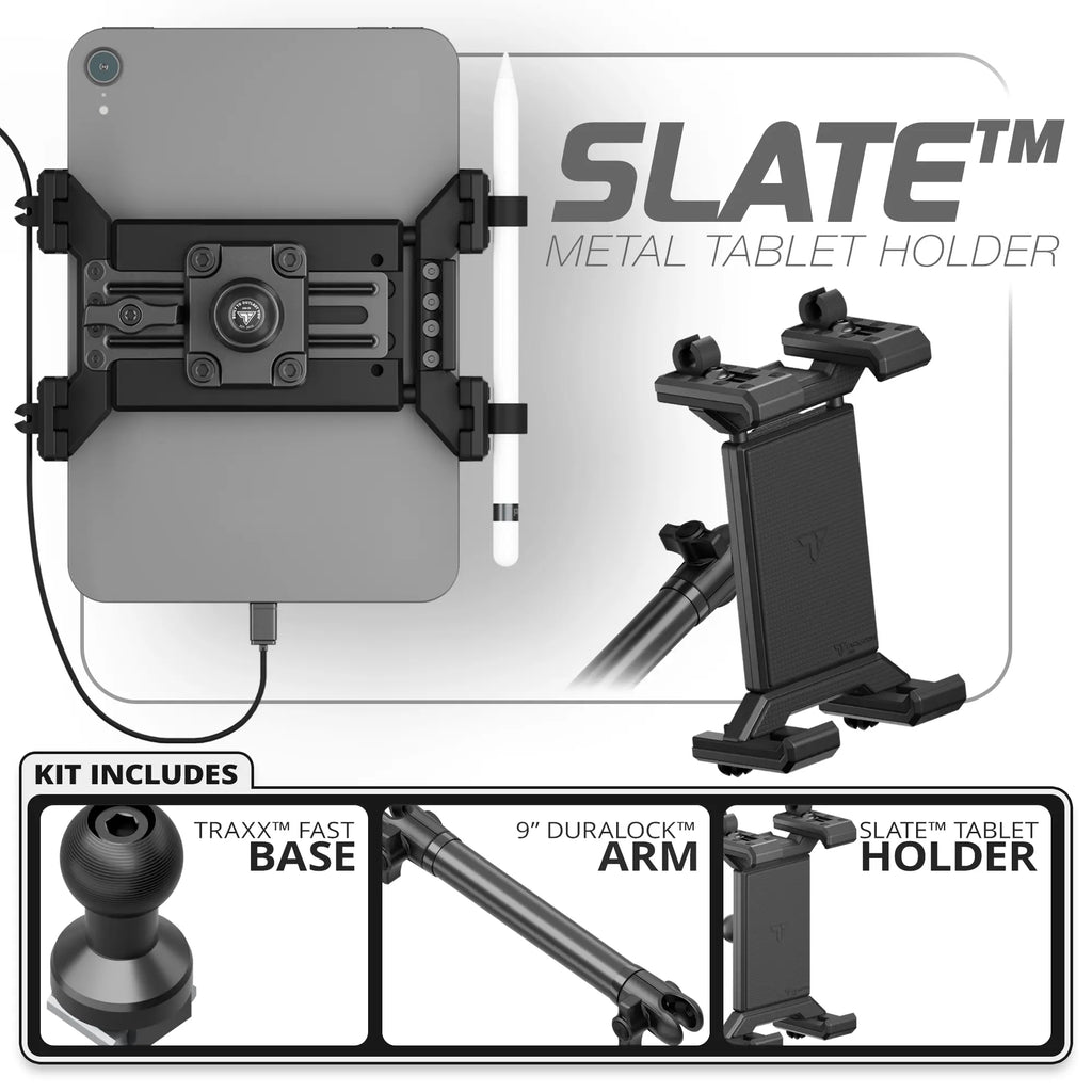 Metal Tablet Holder | TRAXX™ - Fast Track Base | 9" DuraLock Arm