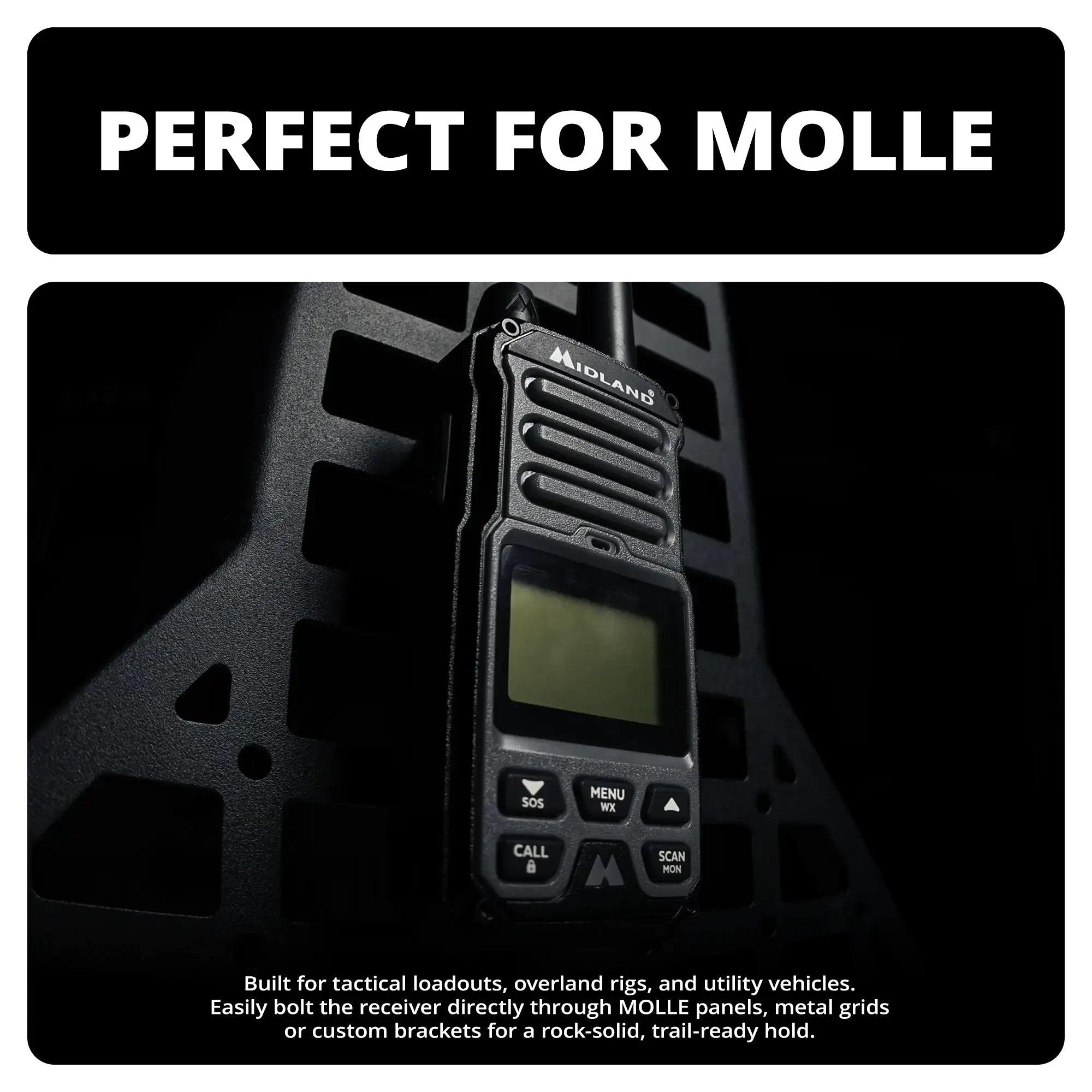 Magnetic MOLLE panel mount for CB mics and handheld radios