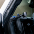 Ford Bronco phone mount with billet spring cradle installed on driver side grab handle