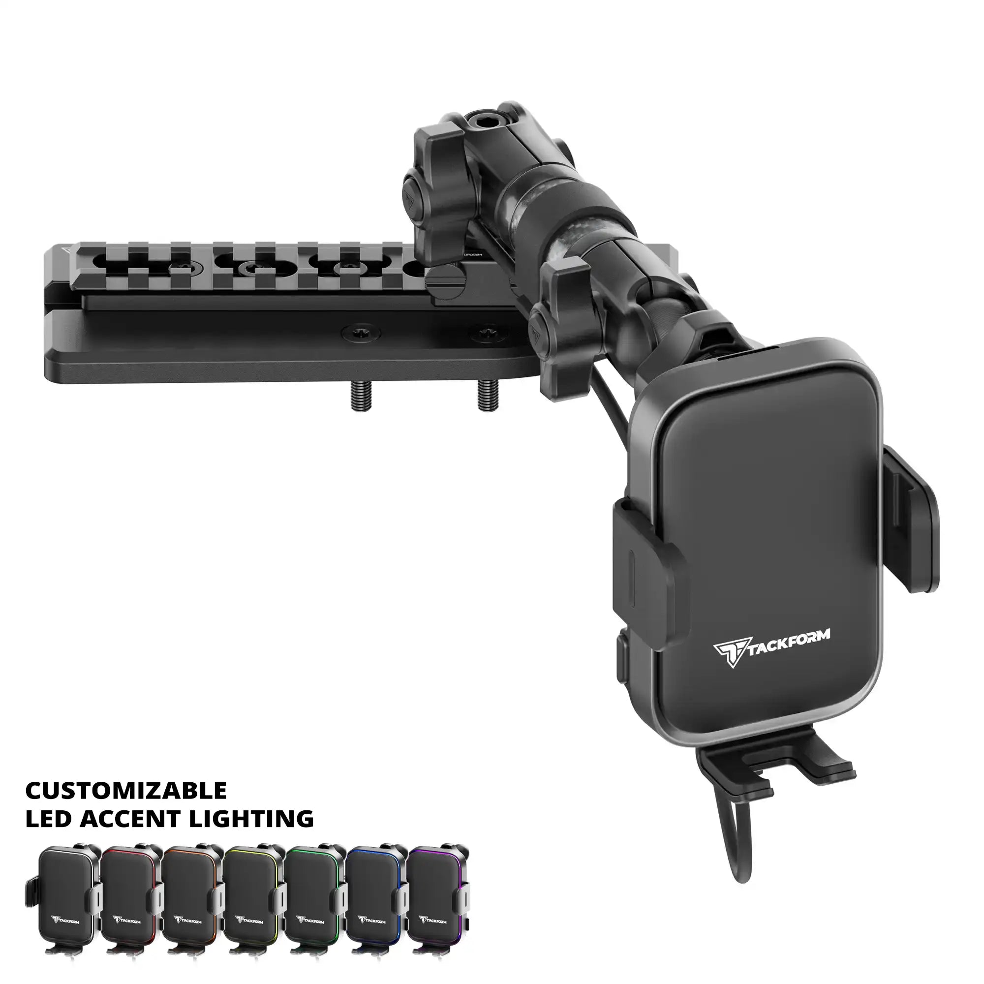 2024+ Jeep Wrangler JL & Gladiator (Not Compatible With 4xe) Tackform Assault Track Picatinny Dash Bracket With Wireless Charging Phone Mount | Passenger Side