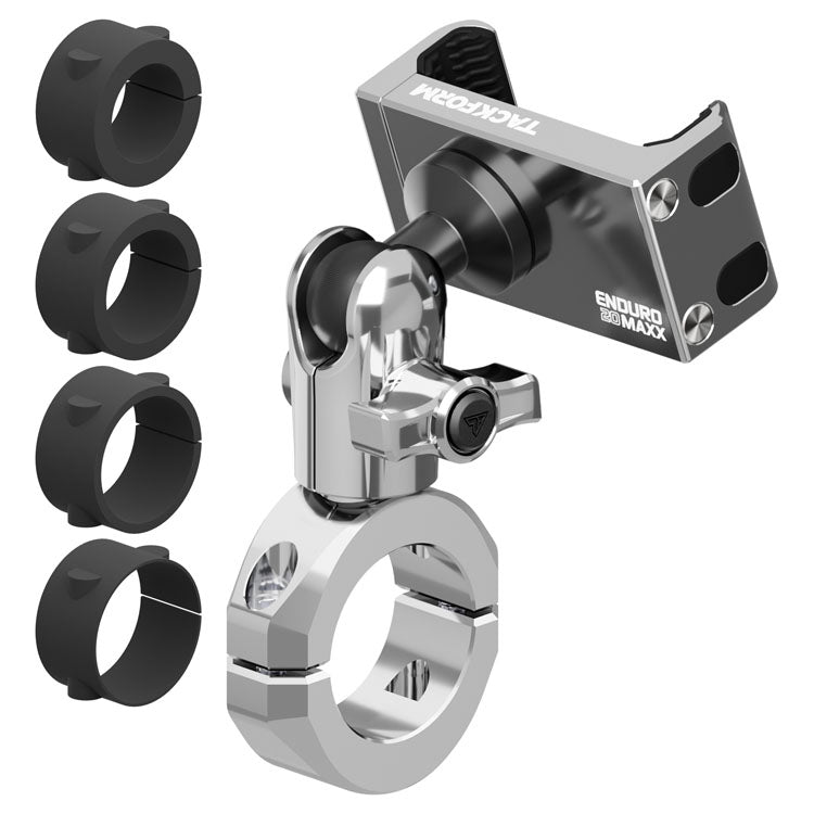 Chrome Motorcycle Phone Mount | BC3 Universal Clamp for 7/8" to 1-1/4" Handlebars | Short Reach