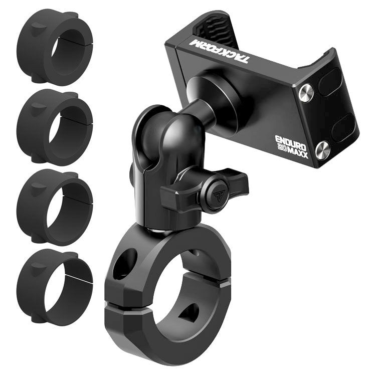 Black Motorcycle Phone Mount | BC3 Universal Clamp for 7/8" to 1-1/4" Handlebars | Short Reach