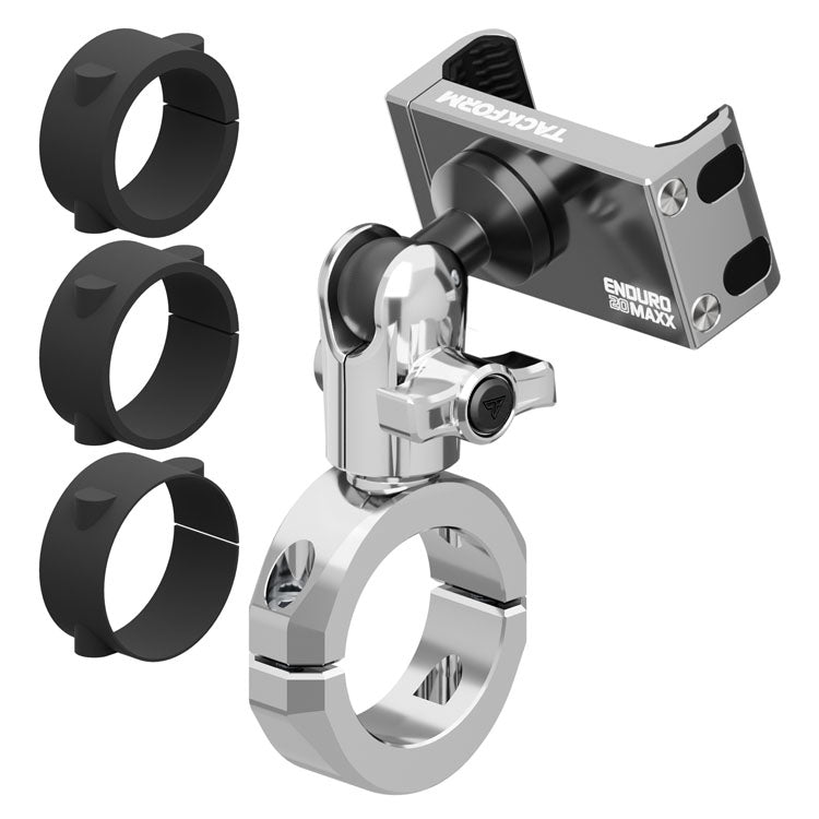 Chrome Motorcycle Phone Mount | BC3 Universal Clamp for 1-1/4" to 1-1/2" Handlebars | Short Reach