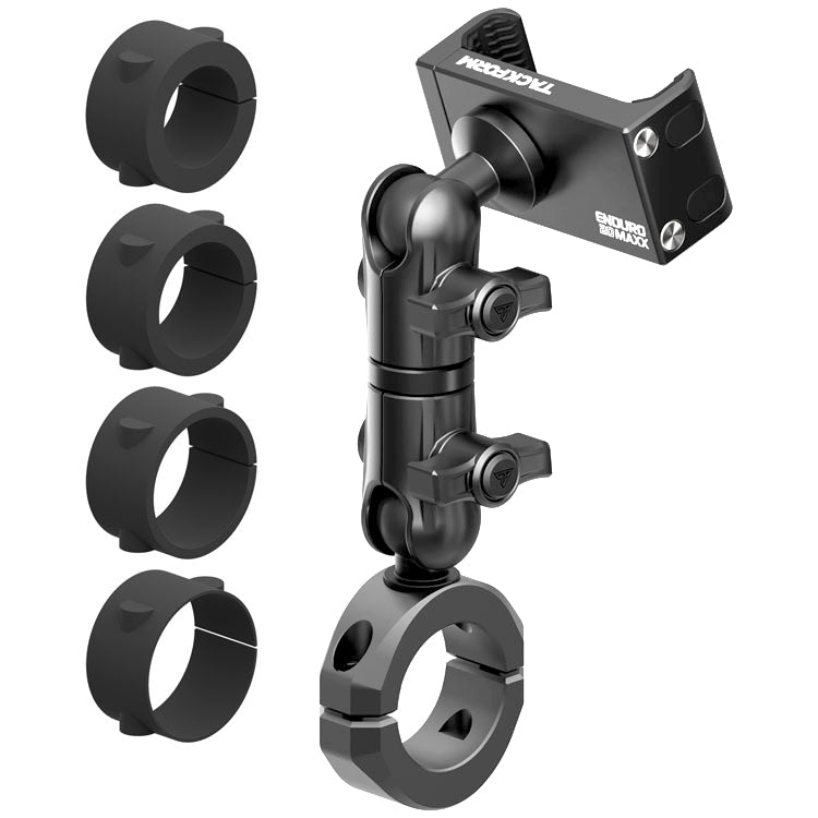 Black Motorcycle Phone Mount | BC3 Universal Clamp for 7/8" to 1-1/4" Handlebars | 3.5" DuraLock™ Arm