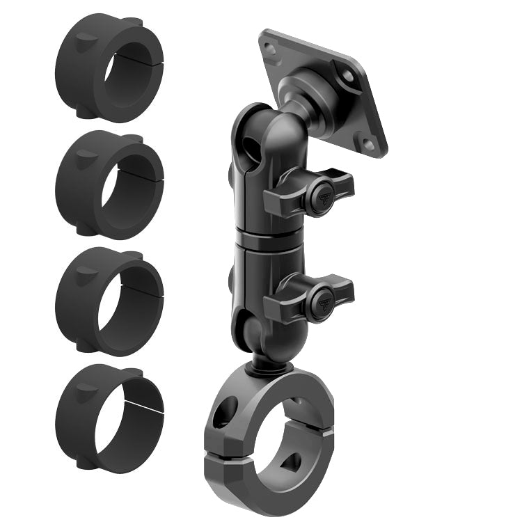 Black Motorcycle AMPS Mount | BC3 Universal Clamp for 7/8" to 1-1/4" Handlebars | 3.5" DuraLock™ Arm
