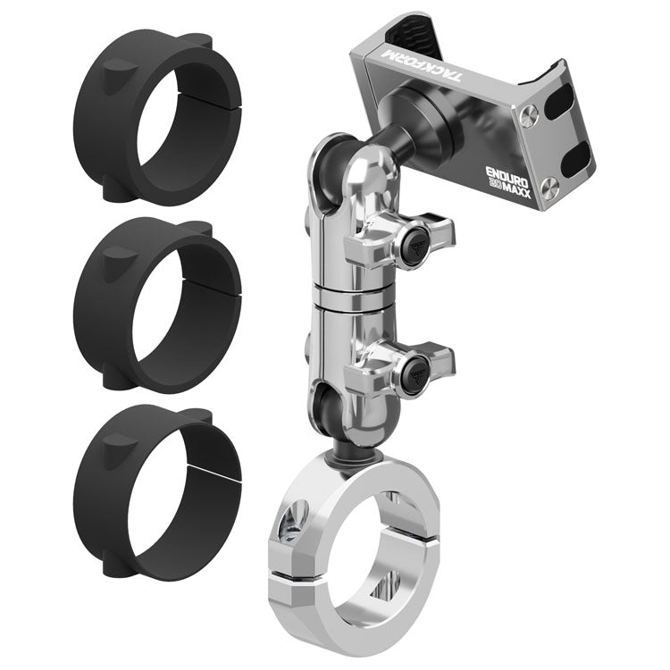Chrome Motorcycle Phone Mount | BC3 Universal Clamp for 1-1/4" to 1-1/2" Handlebars | 3.5" DuraLock™ Arm