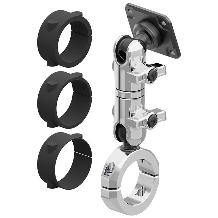 Chrome Motorcycle AMPS Mount | BC3 Universal Clamp for 1-1/4" to 1-1/2" Handlebars | 3.5" DuraLock™ Arm