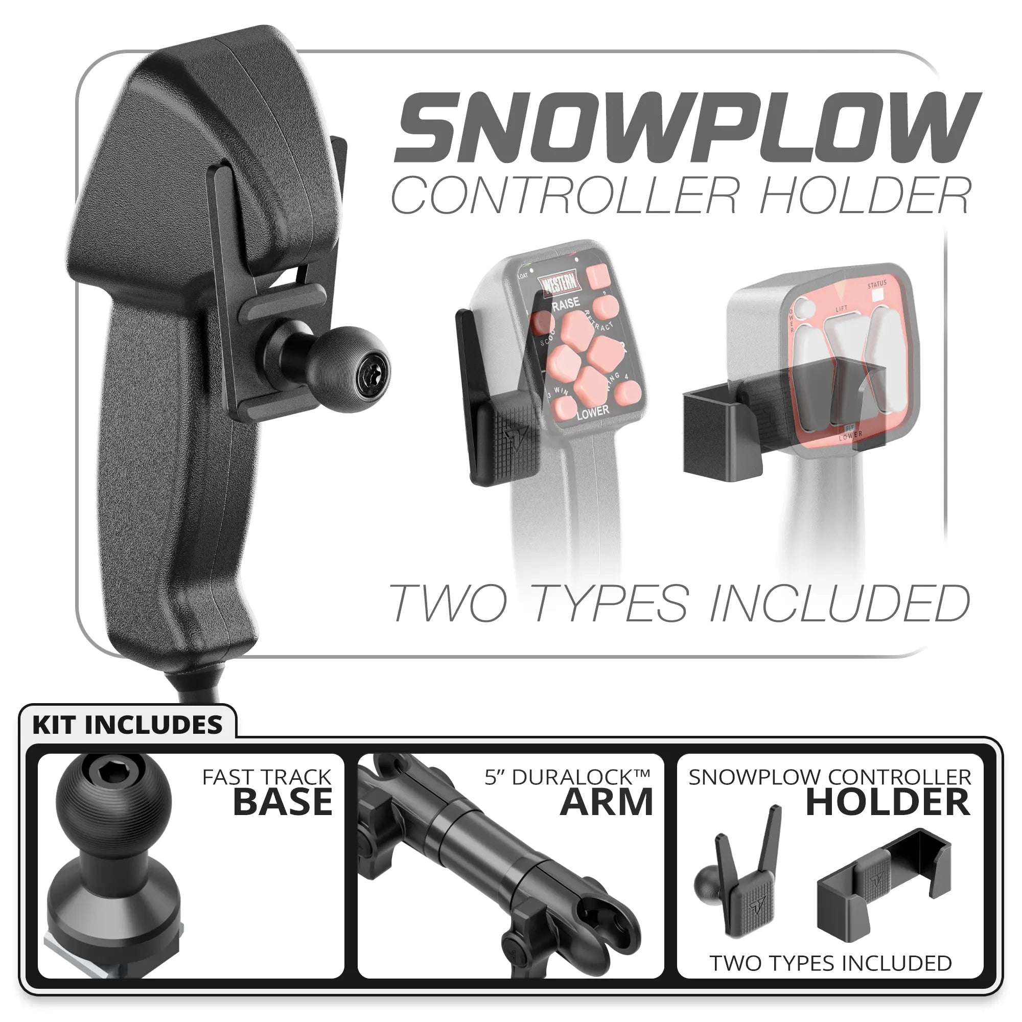 Snowplow Controller Holder | Fast Track Base | 5" DuraLock Arm