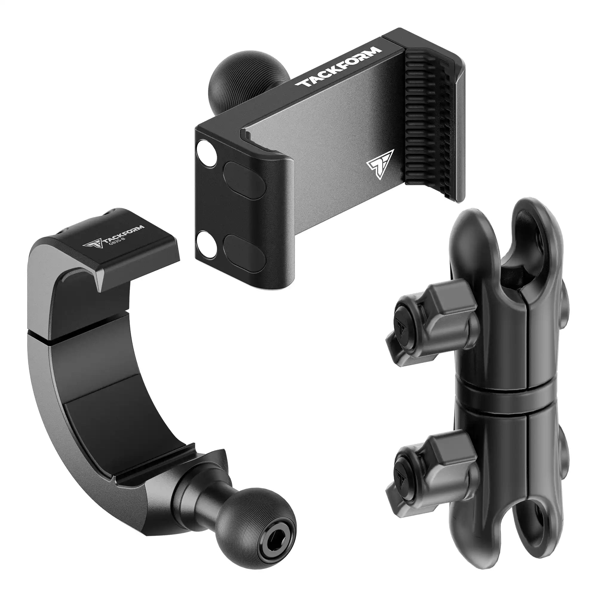 Product image of 2024+ Jeep Grab Bar Phone Mount  Kit with Billet Spring Cradle and 3.5" Arm with black knobs