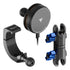 Product image of 2024+ Jeep Grab Bar Phone Mount Kit with 25W Wireless Charging Phone Holder and 3.5" Arm with blue accent hardware