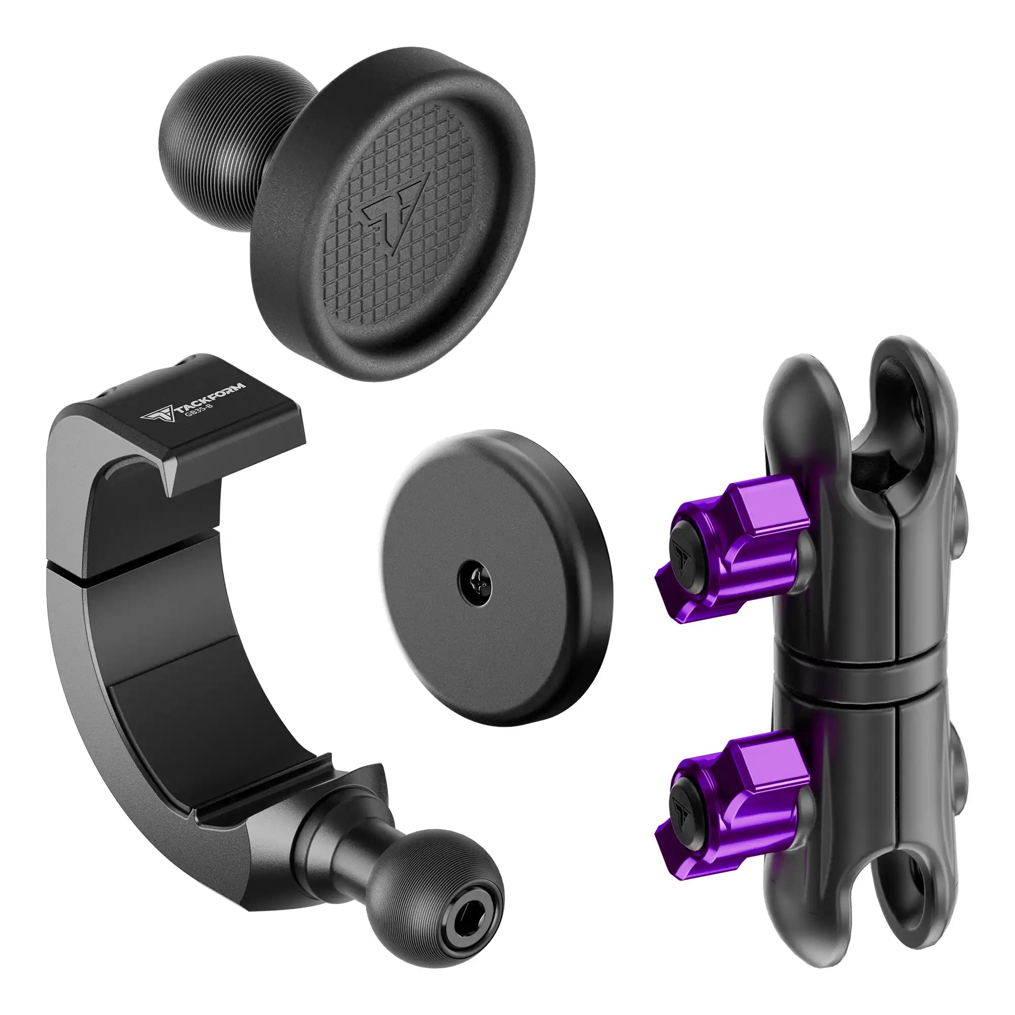 Product image of 2024+ Jeep Midland CB Mic Mount with 3.5" Arm for Passenger Side Grab Bar with purple knobs