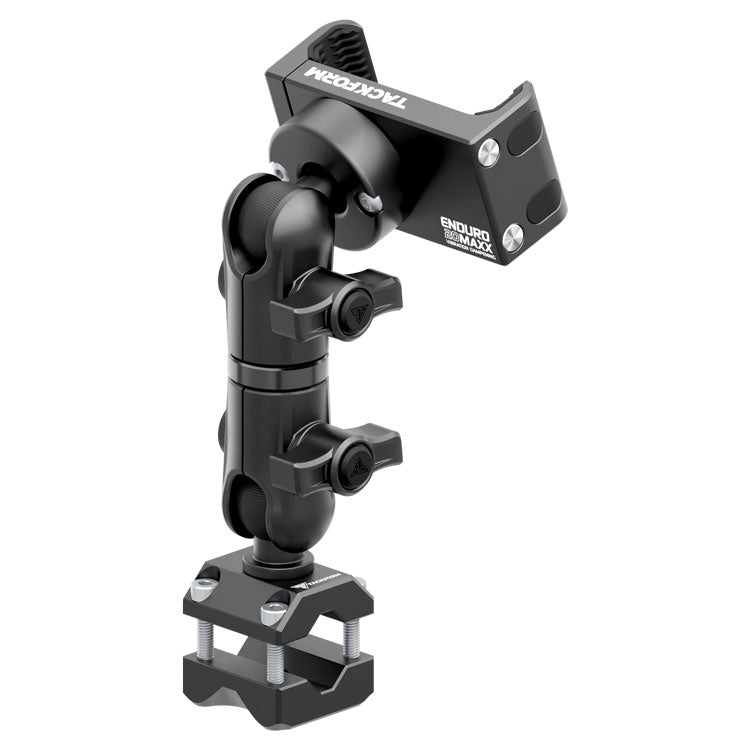 Black Motorcycle Vibration Dampening Phone Cradle | Headrest Mount 3/8" - 5/8" Bar Clamp | 3.5" DuraLock™ Arm