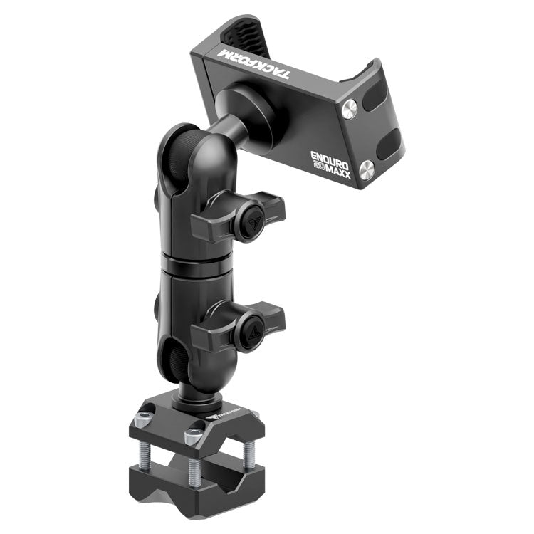 Black Motorcycle Phone Cradle | Headrest Mount 3/8" - 5/8" Bar Clamp | 3.5" DuraLock™ Arm