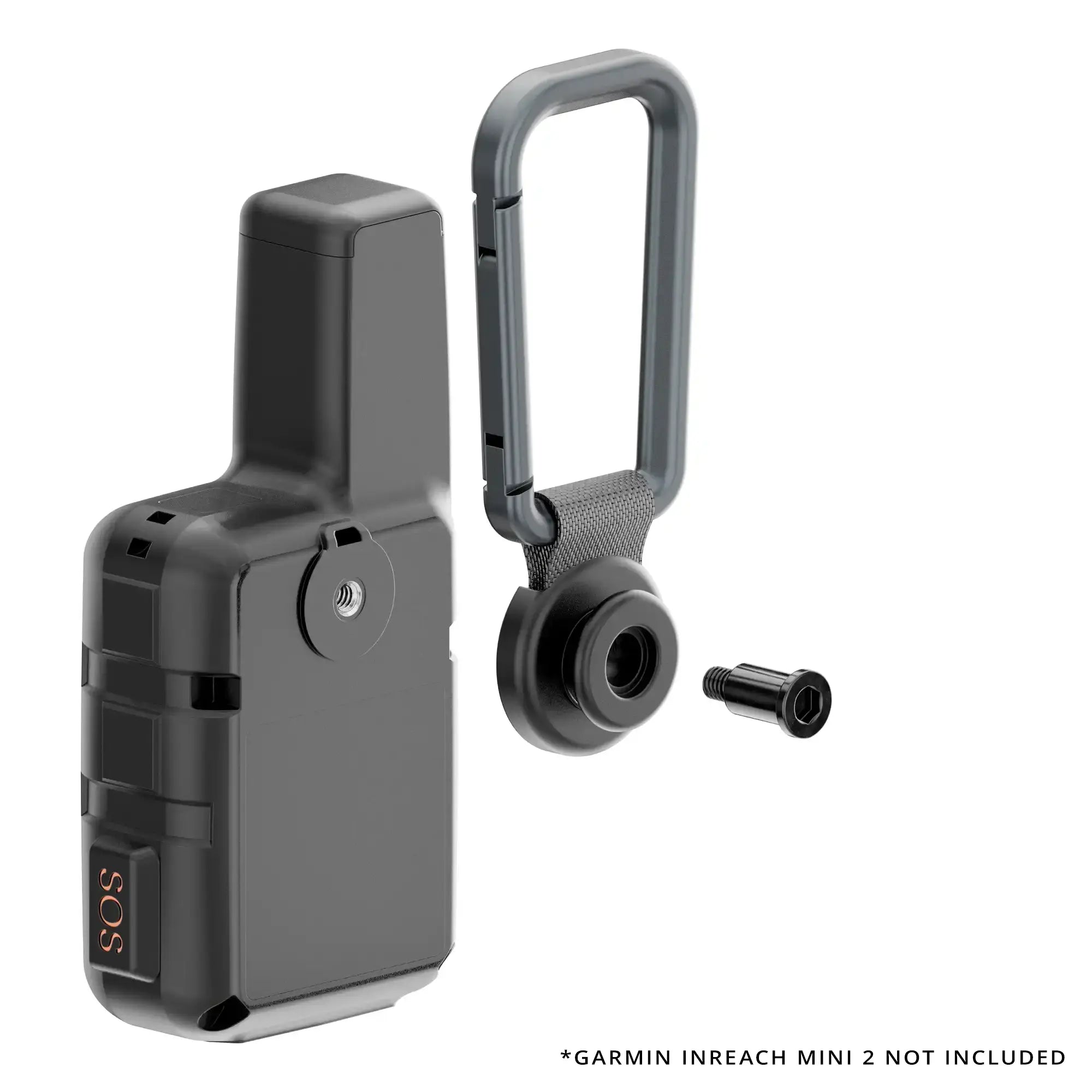 Product image showing CB hanger button adapter installation for Garmin inReach Mini 2