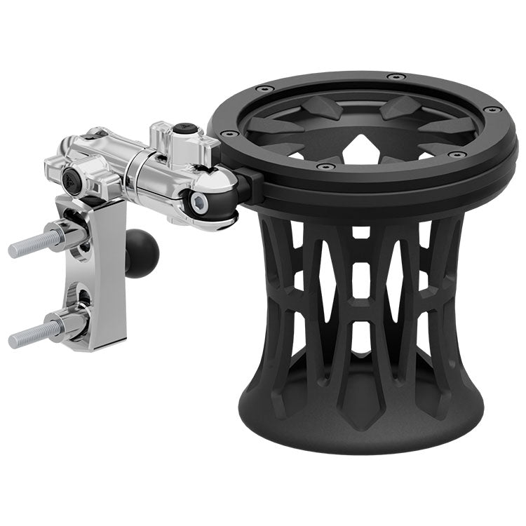Chrome Motorcycle Drink Holder | Dual 20mm Ball - Perch / Brake / Clutch Reservoir Mount | 3.5" DuraLock™ Arm