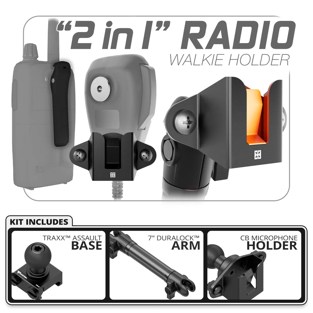 CB Radio/Microphone Holder | TRAXX™ - Assault Track Picatinny Base | 7" DuraLock Arm