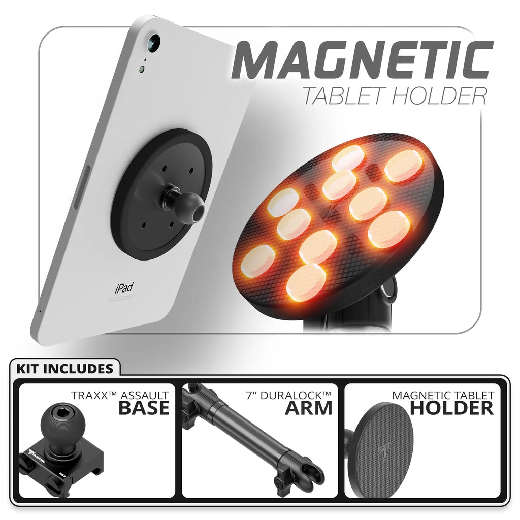 Magnetic Tablet Holder | TRAXX™ - Assault Track Picatinny Base | 6" DuraLock™ Arm