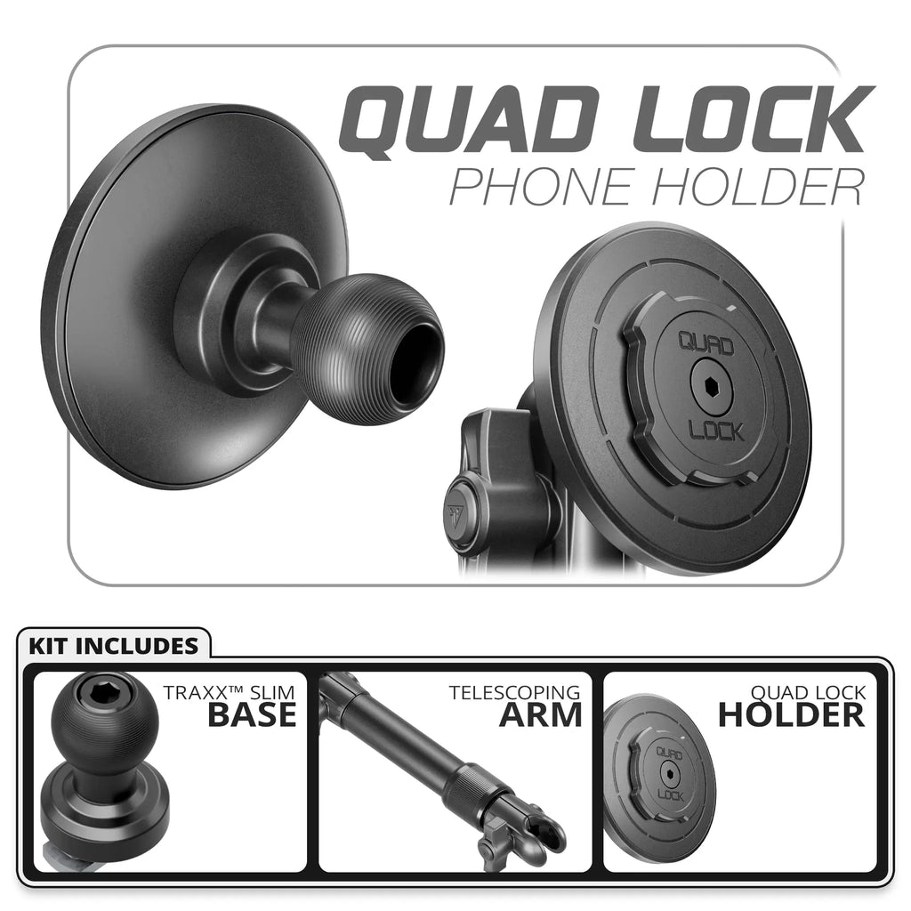 Quad Lock MAG™ Phone Holder | TRAXX™ - Slim Track Base | 7.5"-9.25" Telescoping Arm