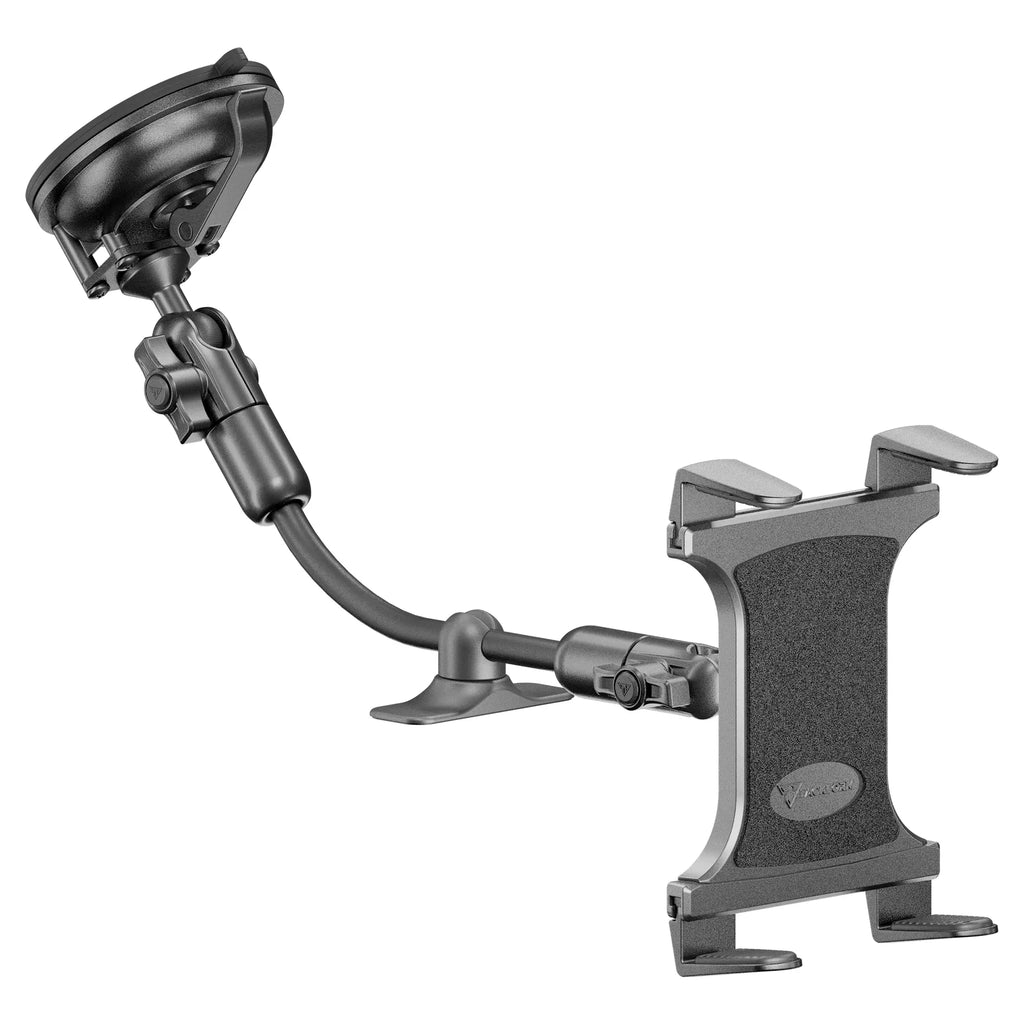Windshield Suction Cup Mount With Composite Tablet Holder | Flex Arm W/ Dash Stabilizer