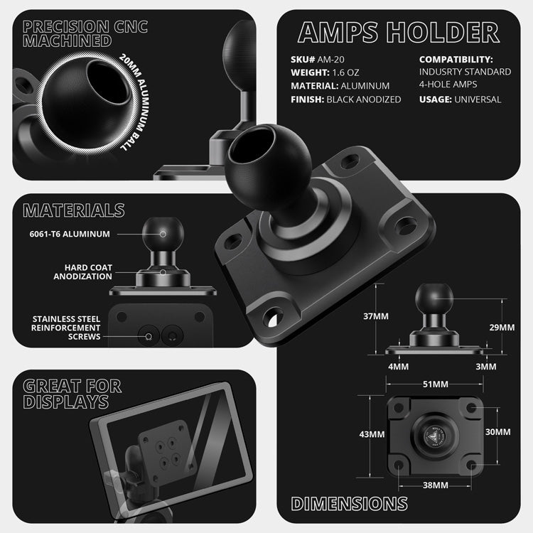 Tuner/GPS Series - Offset Ball Mirror Mount - Short Reach